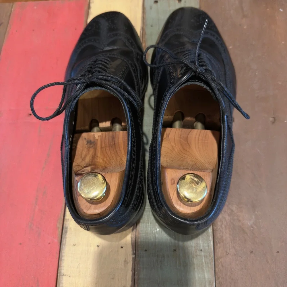 Florsheim Mens Lexington Wingtip Oxford 17066-01 Dress Shoes 9 EEE Black Leather